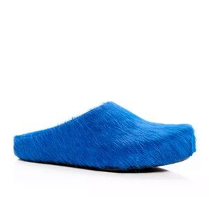 Marni Men's Fussbett Shearling Hair Calf Clog Slip On Clogs Blue 43